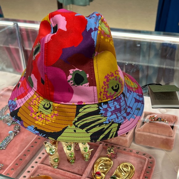 GUCCI  Floral Bucket Hat  Fedora Scott Cotone Size M 57 cm - Picture 2 of 3